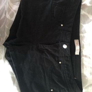 black jean shorts